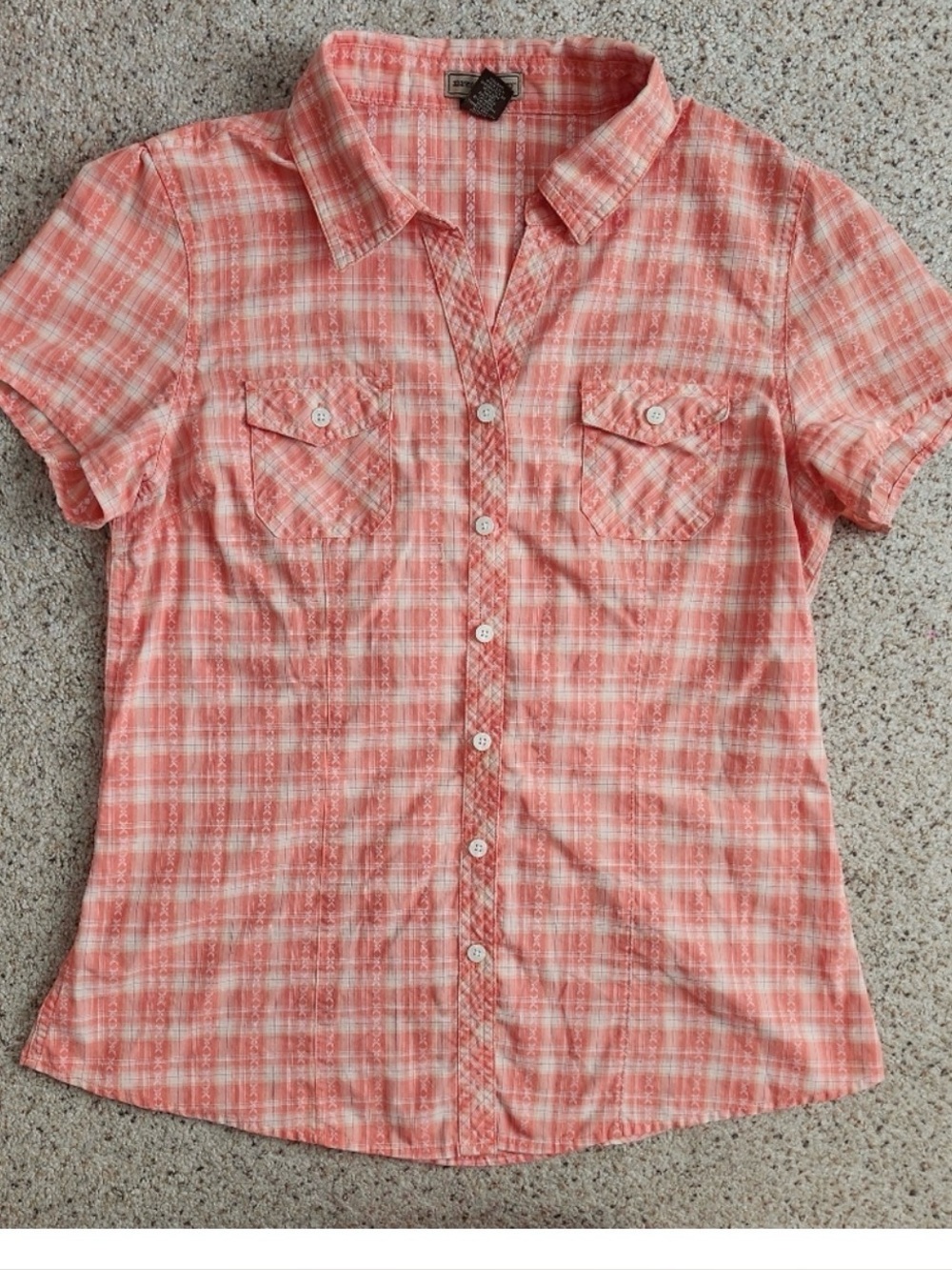 Bit & Bridle Orange Plaid Button Down Western Shirt